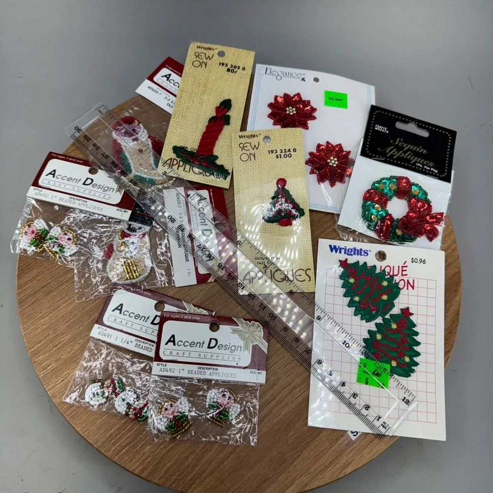 Wrights Accent Design Christmas Appliques Lot Mixed Multi Color Holiday Craft